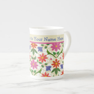 Fleurs chic, Pois sur Ecru Bone China Mug