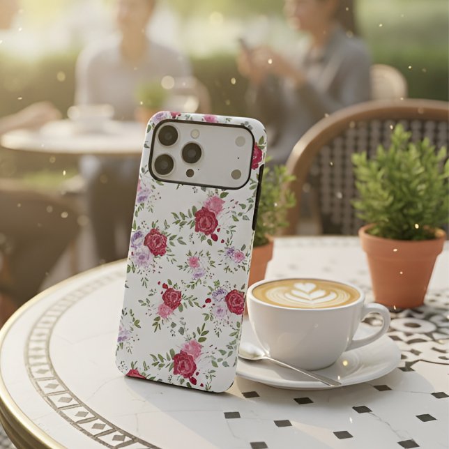 Fleurs chic rose et rouge Botanique élégant (Créateur téléchargé)