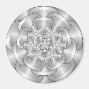 Fleurs Chrome - Aimant Argent