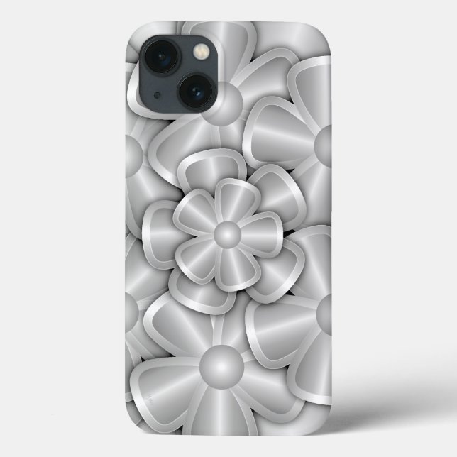 Fleurs Chrome - Coque Argent-Mate coque iphone (Verso)