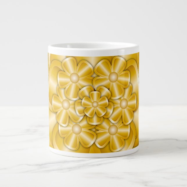 Fleurs Chrome - Géant Or Mug de café (Devant)