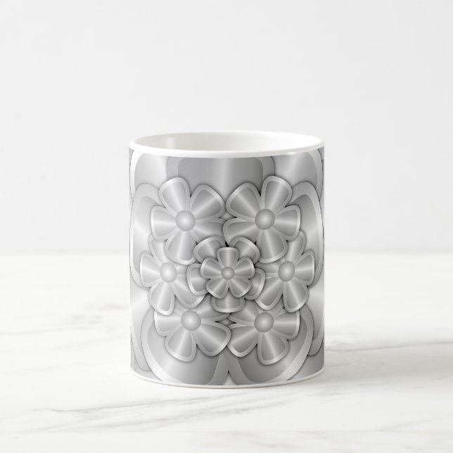 Fleurs Chrome - Mug café argent (Centre)