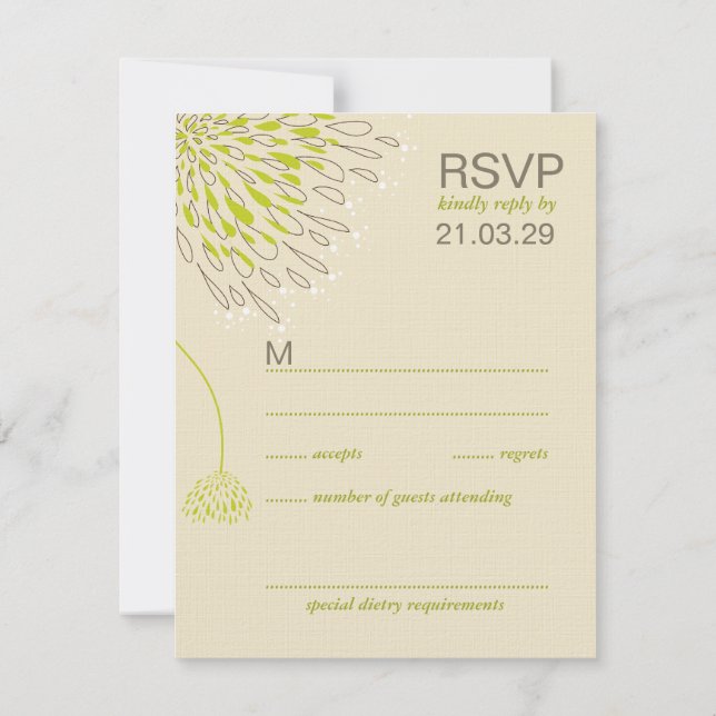Fleurs Chrysanthemum Floral Mariage élégant RSVP (Dos)