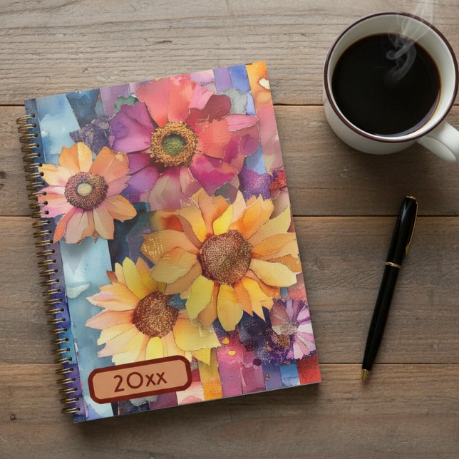 Fleurs Collage Papier Torn 20XX Spiral Planner (Créateur téléchargé)