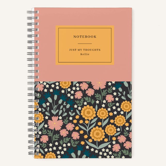 Fleurs colorées Carnet citation rose orange (Recto)