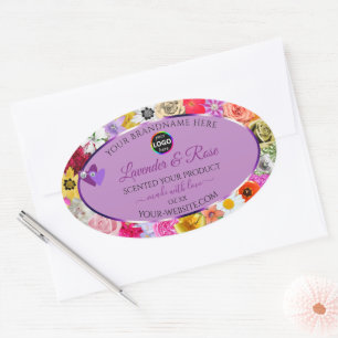 Fleurs colorées Clair violet Logo Étiquette