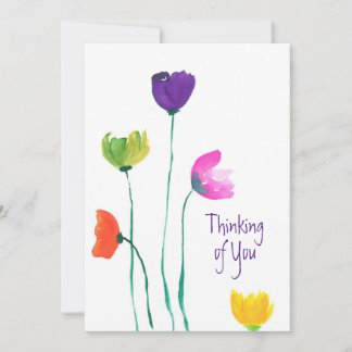 Fleurs colorées d'aquarelle penser à votre carte