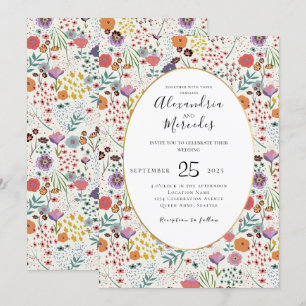 Fleurs colorées faire-part de mariage Fleurs flora