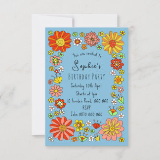 Fleurs colorées Invitation Anniversaire