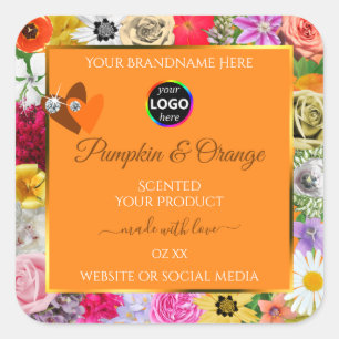 Fleurs colorées Orange Produits Étiquettes Coeurs 