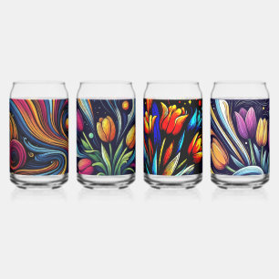 Fleurs contemporaines Lumineuses Art Can Verre