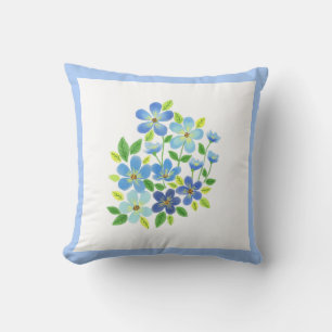 Fleurs Cosmos Bleu / Coussin jeté floral