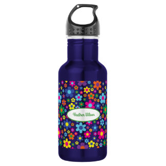 Fleurs Cute Kids Bouteille d'eau avec nom