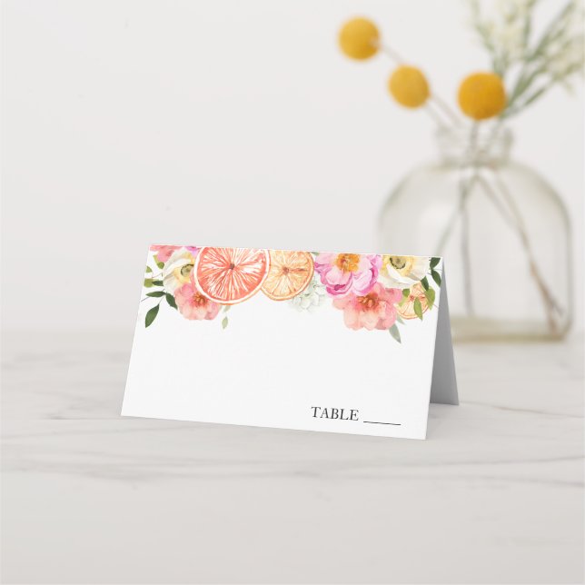 Fleurs d'agrumes roses Nom Cartes de lieu (Devant)