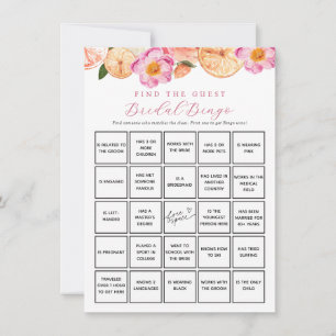 Fleurs d'agrumes Trouver Guest Bridal Bingo Carte 