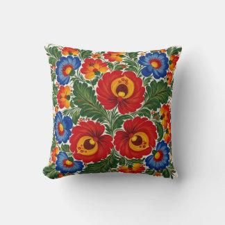 Fleurs dans le Coussin ukrainien de style Petrykiv