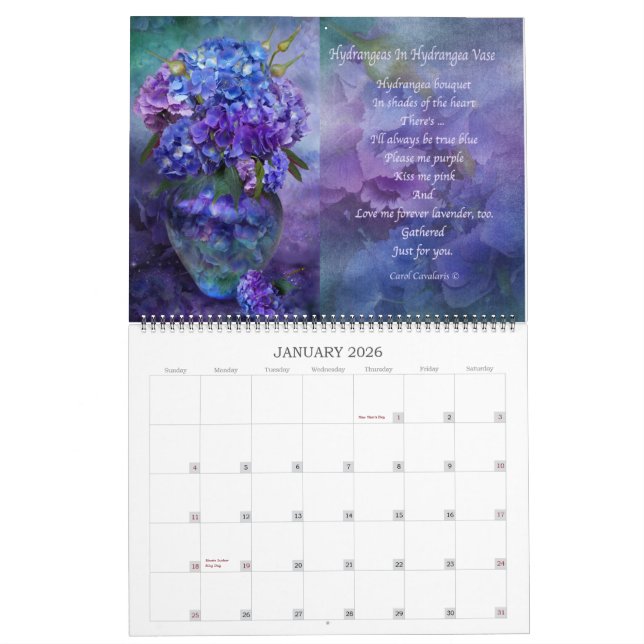 Fleurs Dans Les Vases Fantastiques Calendrier Art  (Jan 2026)