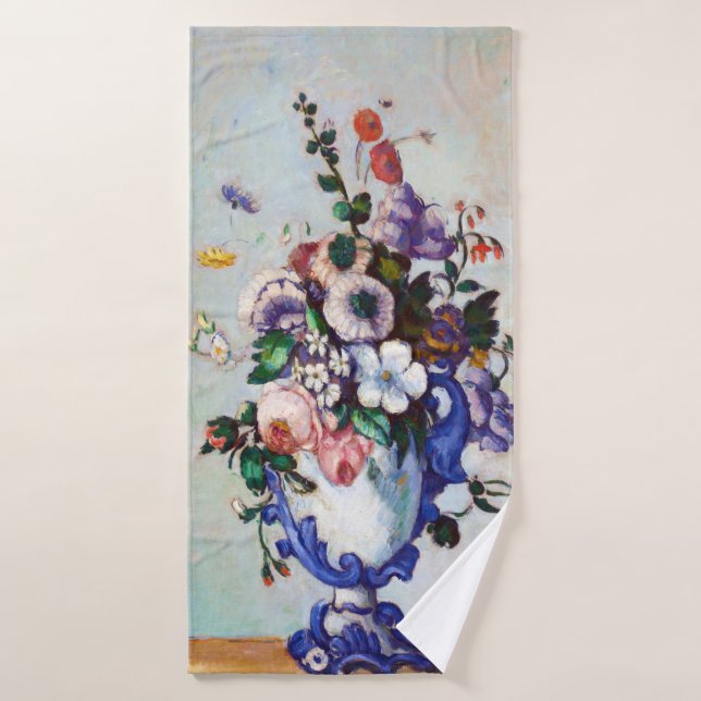 Fleurs dans un Vase Rococo, Paul Cezanne (Serviette de bain)