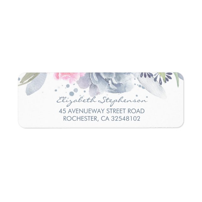 Fleurs d'aquarelle bleu et rose doux (Devant)