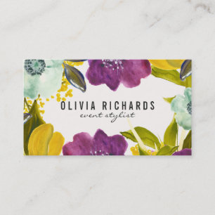 Fleurs d'aquarelle Boho   Carte de visite floral