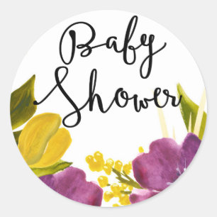 Fleurs d'aquarelle Boho   Sticker baby shower