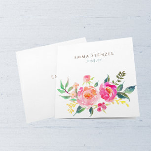 Fleurs d'aquarelle Carte de visite Carré Floral