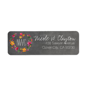 Fleurs d'aquarelle couronne de coeur   gris tablea