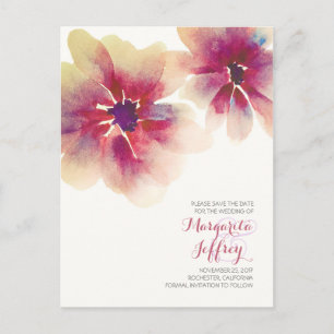 fleurs d'aquarelle enregistrer la date cartes post