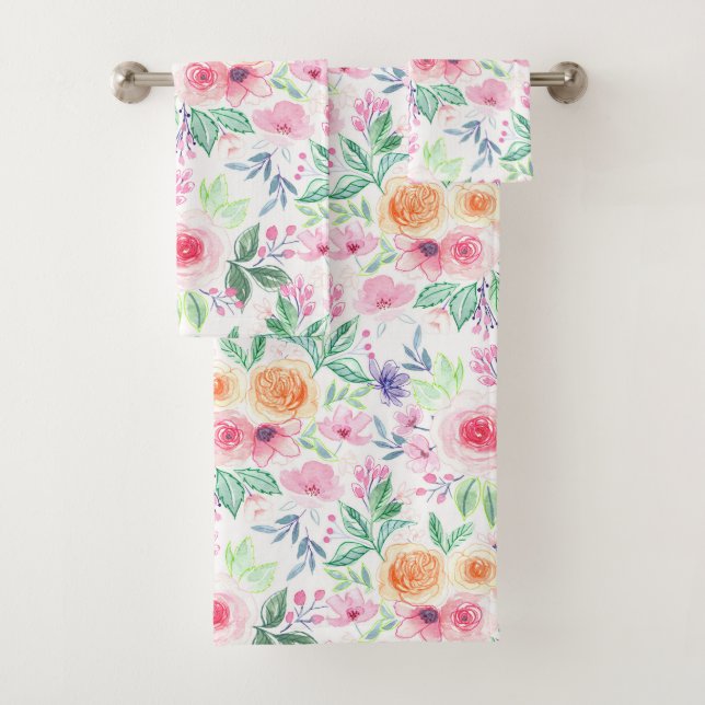 Fleurs d'aquarelle et feuilles (En situation)