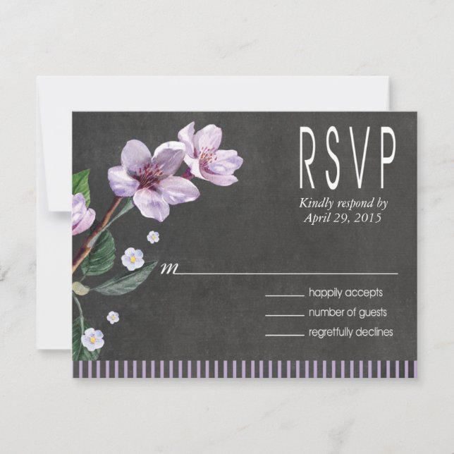 Fleurs d'aquarelle Lilac Chalkboard RSVP (Devant)