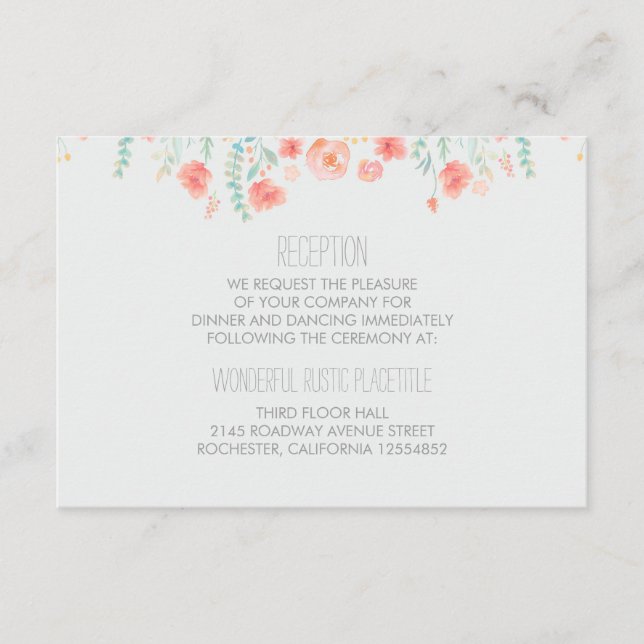 fleurs d'aquarelle mariage élégant Cartes de récep (Devant)