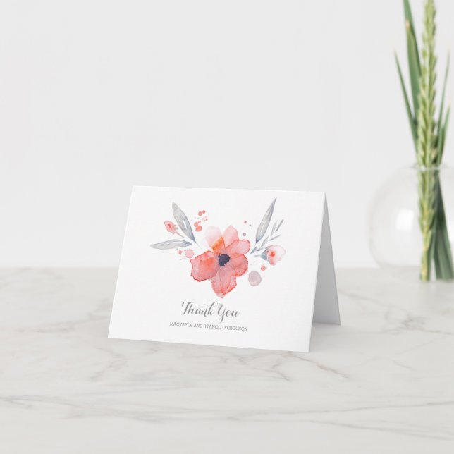 Fleurs d'aquarelle Merci Mariage romantique (Devant)