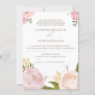 Fleurs d'aquarelle romantique Faire-part de mariag
