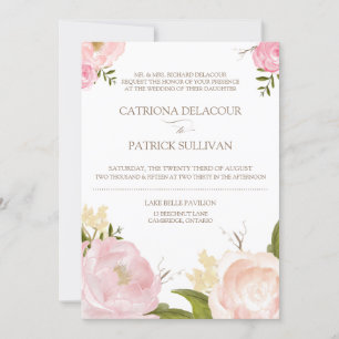 Fleurs d'aquarelle romantique Faire-part de mariag