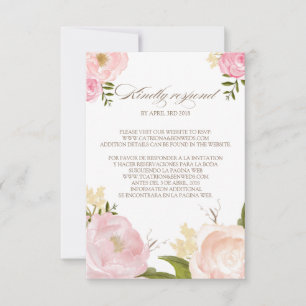 Fleurs d'aquarelle romantique Mariage RSVP Card II