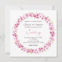 Fleurs d'aquarelle rose Faire-part de mariage de c
