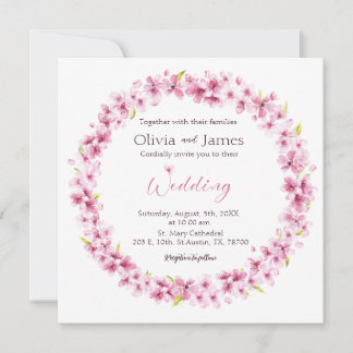 Fleurs d'aquarelle rose Faire-part de mariage de c