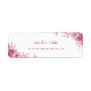 Fleurs d'aquarelle Rose Script manuel moderne
