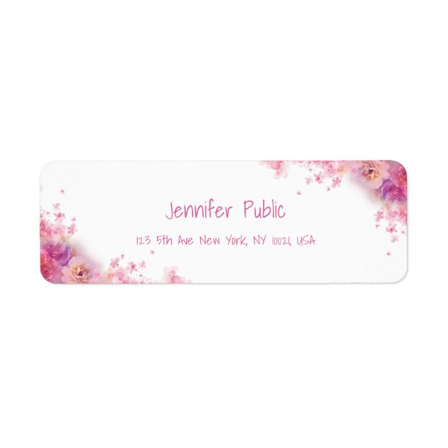 Fleurs d'aquarelle Rose Script manuel moderne (Devant)