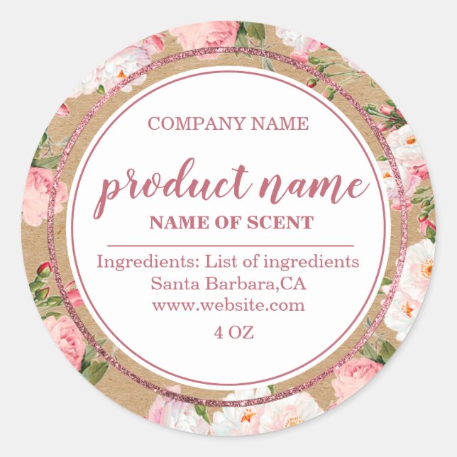 Fleurs d'aquarelle sur papier kraft étiquettes (Devant)