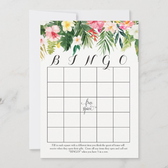 Fleurs d'aquarelle tropicale Cartes de bingo de do (Devant)