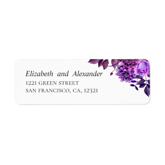 Fleurs d'aquarelle violet. Adresse du mariage Lila (Devant)