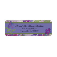 Fleurs d'aquarelle violet Étiquettes de adresse pe