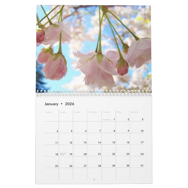 Fleurs d'arbres de nature de calendrier de ressort (Jan 2026)
