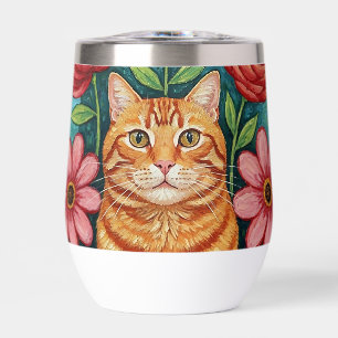 Fleurs d'art populaire de chats orange