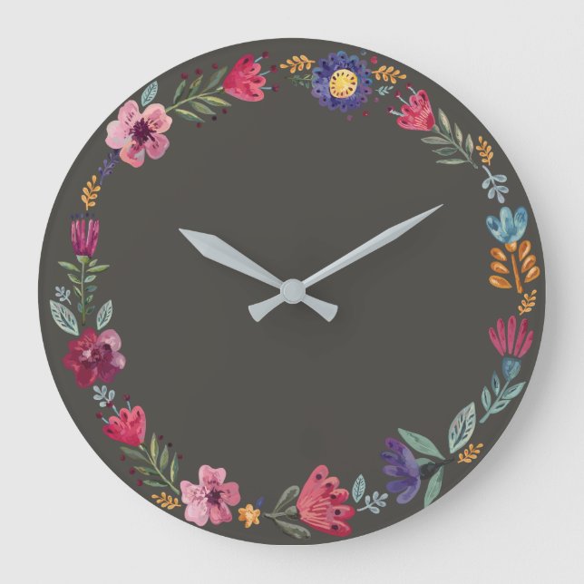 Fleurs d'art populaire II Horloge murale (Recto)