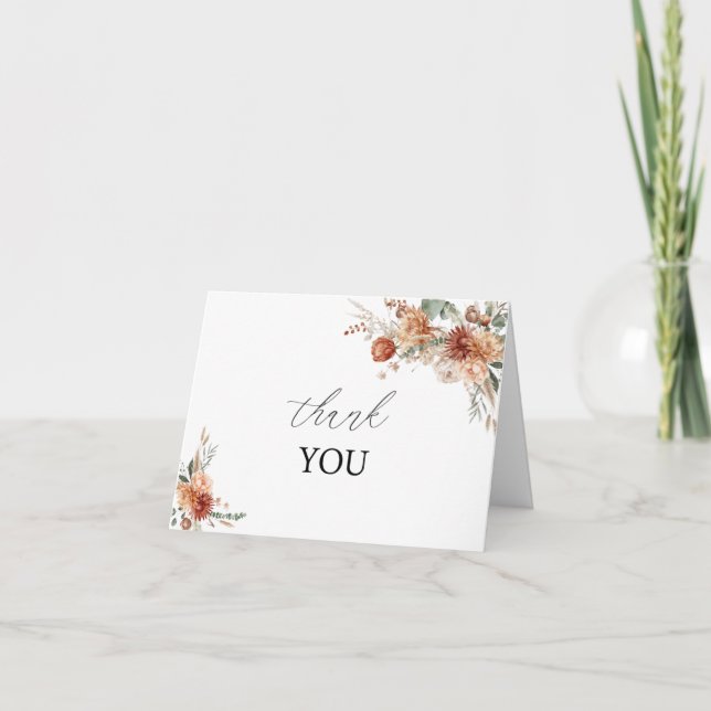 Fleurs d'automne Baby shower d'aquarelle Merci (Devant)
