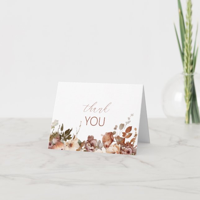 Fleurs d'automne Baby shower d'aquarelle Merci (Devant)