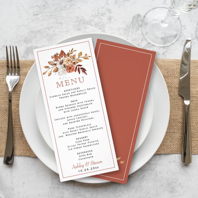 Fleurs d'automne, mariage feuille carte menu (Créateur téléchargé)