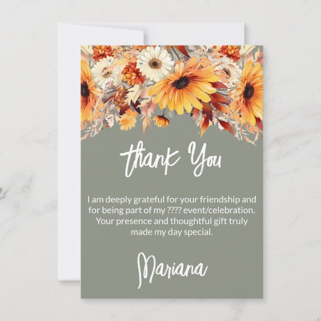 Fleurs d'automne sur le Carte de remerciements de  (Devant)